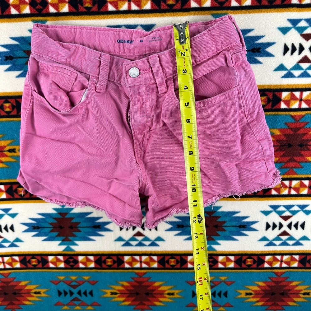 Old Navy High-Rise Denim Shorts Built-In Tough Frayed‎ Hem Pink Size 14 - Picture 4 of 5